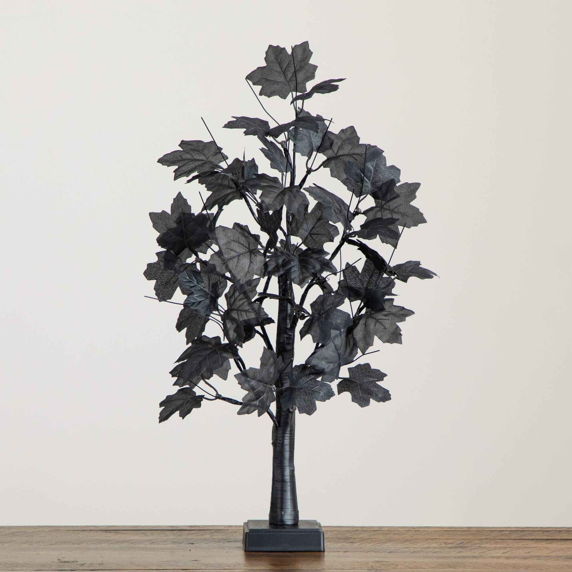 2ft. Pre-Lit Artificial Halloween Black Maple Tree with 24 Orange & Purple LED Lights